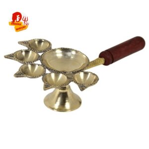 Wooden handle panch aarti