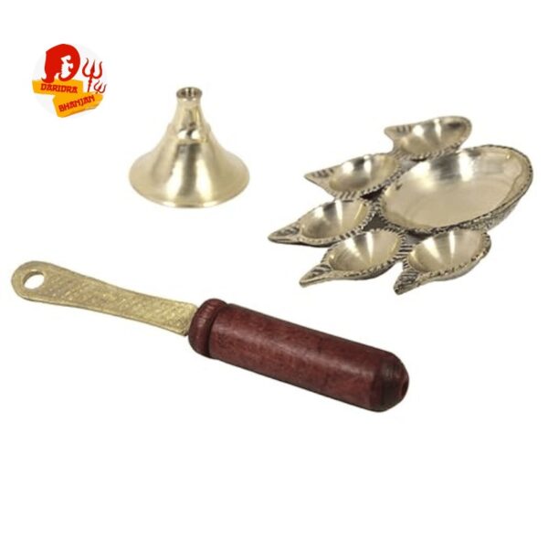 Wooden handle panch aarti